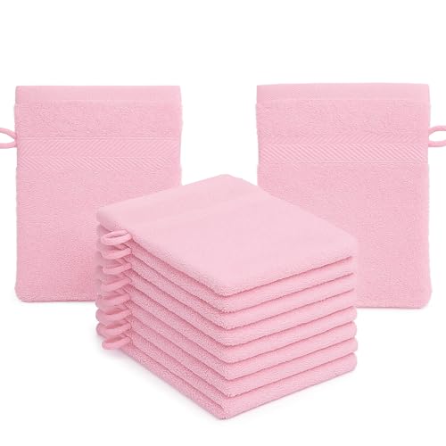 Betz 10 Piece Wash Mitt Set PALERMO 100% Cotton Size: 16 x 21 cm color rose