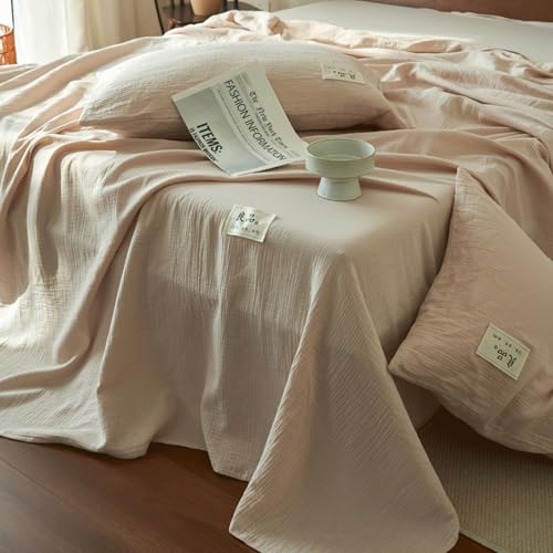 Drap de dessus gaze coton lit double bleu drap plat 245x250cm - 6