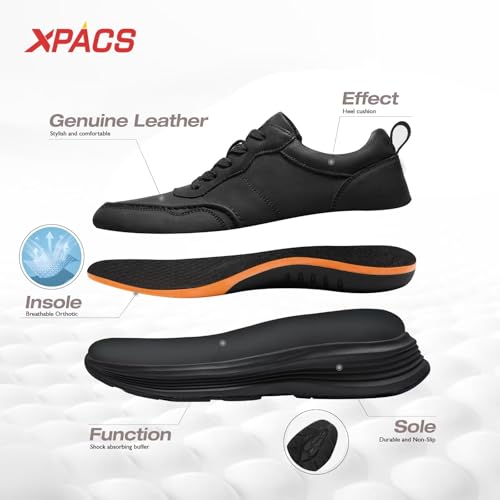 XPACS Men's Orthopedic Leather Dress Walking Shoes: Comfortable Plantar Fasciitis Fashion Sneakers with Arch Support, Casual Business Orthotic Thick Sole Sneakers for Foot and Heel Pain Relief 6