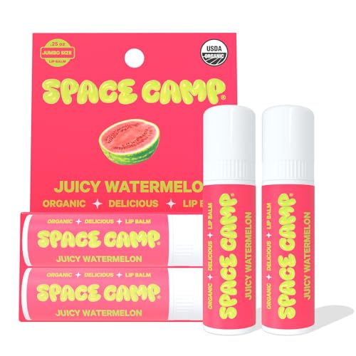 Space Camp Wellness Jumbo Lip Balm - Juicy Watermelon Organic Flavored Balm (2 Pack)