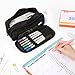 SUNEE Pencil Case, Large Capacity Pencil Pouch, Aesthetic Big Pen Bag 900D Oxford Pen Box for Office Stationery Organizer School Supplies Multifunctional for Teen Boys Girls Women Men, Black