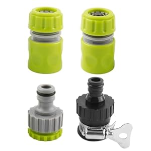 4 Piezas Juego de Conexión para Manguera de Jardín, Adaptador Grifo Manguera Universal Conector de Grifo de 1/2″ 3/4″ 2 en 1 Conexión Rápida 1/2 Pulgadas de Dos Vías ABS Reforzado Accesorios