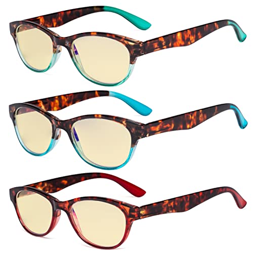 Image of Eyekepper 3 Pack Reading Glasses Blue Light Blocking Computer Eyeglasses Yellow Tinted Filter Lens