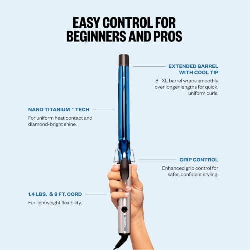 Image of BabylissPRO Nano Titanium Professional Curling Iron with Extended /Long Barrel Perfect for Longer Hair