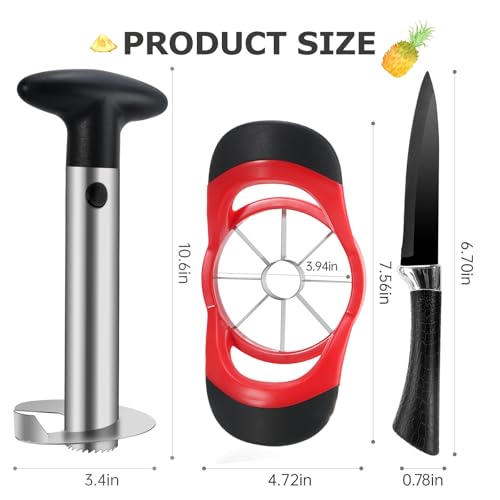 Pineapple Corer and Slicer Tool, Stainless Steel Pineapple Cutter and Corer Set, [Upgraded, Reinforced, Thicker Blade],Fruit Slicer Kitchen Gadget for Diced Pineapple Rings
