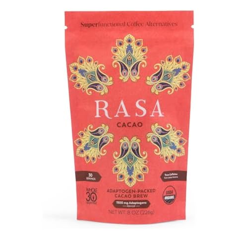 RASA Cacao – Adaptogenic Mushroom Coffee Alternative | Vegan, Keto, Whole 30, Ayurveda Wellness Tonic with Chaga + Reishi (8 oz. / 30 Servings) Cover