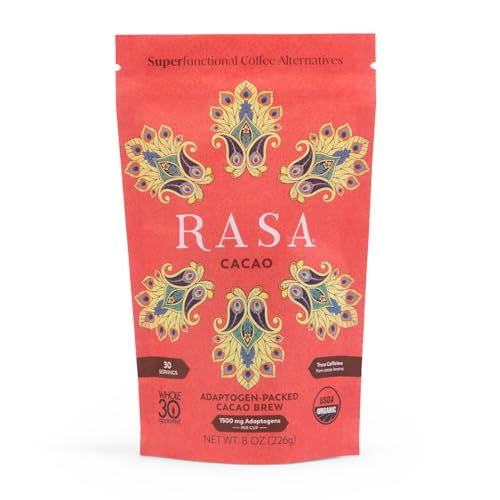 RASA Cacao – Adaptogenic Mushroom Coffee Alternative | Vegan, Keto, Whole 30, Ayurveda Wellness Tonic with Chaga + Reishi (8 oz. / 30 Servings)
