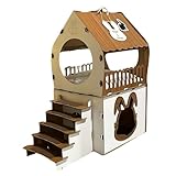 Wood Wonders Ultimate Set by Tokihut – Rabbit Hutch, Guinea Pig Hideout & Indoor Bunny House with Climbing Steps, Small Animal Habitat with Tunnel