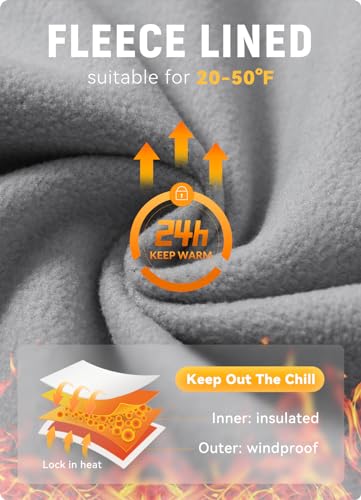 Baleaf Men'S Winter Cycling Jackets Water Resistant Thermal Running Softshell Jacket Warm Cold Weather Pockets Grey L thumb #3