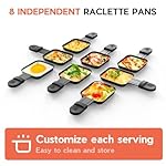 Voohek Korean BBQ Grill Raclette Grill Indoor Grills Electric Smokeless Electric Grill 2 in 1 Nonstick Grilling Plate & Cooking Stone Adjustable Temperature 8 Raclette Pans 8 Wooden Spatulas 1300W - Image 2