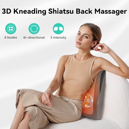 Snailax Masajeador Cervical y Espalda con Calor, Cojín de Masaje Shiatsu, masajeador de espalda Shiatsu, masajeador eléctrico de espalda para cuello/Cervical/hombros, regalos mamá/papá/mujeres - imagen 3