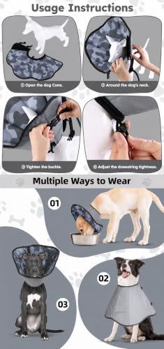 Image of Dog Cone Collar for Dogs After Surgery Extra Long, Adjustable Comfy Dog Elizabethan Pet Collar Cone for Large Dogs Anti-Lick Protective Wound (Camouflage, XL)