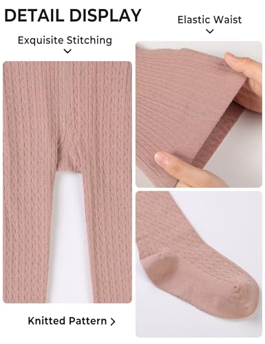 Image of BOOPH Girls Tights Baby Toddler Cable Knit Cotton Footed Leggings Stocking Pants