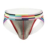 Evankin Mens Sexy Jockstrap Underwear Snake Skin Bulge Pouch Thong Breathable Athletic Supporter Gay Rainbow(Gold,L)