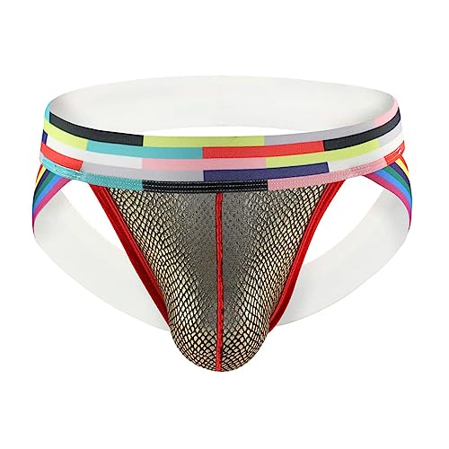 Evankin Mens Sexy Jockstrap Underwear Snake Skin Bulge Pouch Thong Breathable Athletic Supporter Gay Rainbow