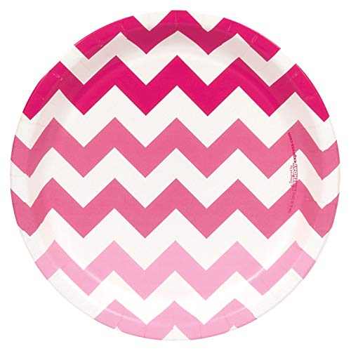 Birthday Express Chevron Pink Dinner Plates