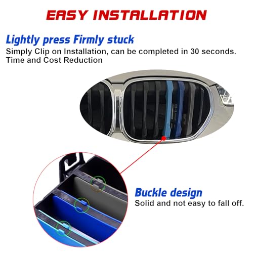 Image of x xotic tech Iconic 3-color Tri Grille Insert Trims Strips, Front Center Kidney Grilles Compatible with BMW X1 F48 LCI Model 2020 2021 2022 (7-Beams Standard Grill)