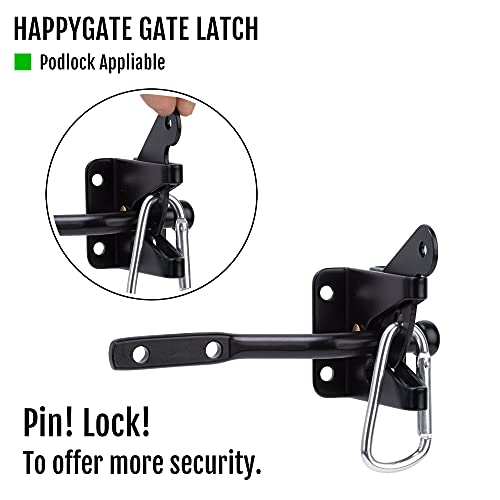 Self Locking Gate Latch For Wooden Fence Heavy Duty Automatic Gravity Lever Gate Lock Door Latch Steel, Satin Black #TOP2