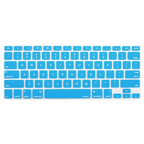 MOSISO Silicone Keyboard Cover Compatible with MacBook Air 13 inch A1466 A1369 2010-2017&Compatible with MacBook Pro 13/15 inch (with/Without Retina Display, 2015 or Older Version), Aqua Blue