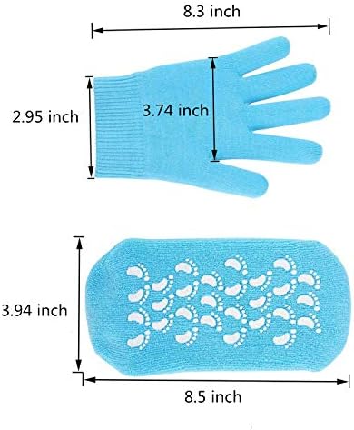 Pinkiou Moisturising Socks and Gloves Gel Inner Use for Cracked Foot Hands Whitening Softening (Blue)