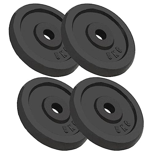 Juego de 4 discos de pesas de hierro fundido, 20 kg, 4 x 5 kg, para barra de pesas de 30 mm, robusto, resistente a los arañazos, discos de entrenamiento de fuerza