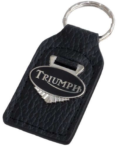 Triple-C Triumph Motorcycle Leather and Enamel Key Ring Key Fob