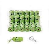 Agiler ペット用マナー袋 犬うんち袋 臭わない 丈夫 大容量 使い捨て お散歩 携帯便利 ディスペンサー ハンガー (18ロール（270枚）, グリーン)