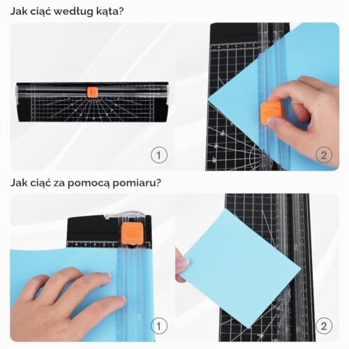 Flintronic A4 nóż do papieru, gilotyna do papieru, krajalnica do papieru z automatycznym zabezpieczeniem, przenośna i trwała gilotyna papierowa, do papierowych etykiet na kupon (czarny)