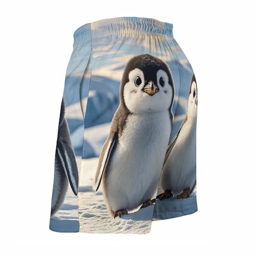 Cute Penguins Men's Swim Trunks with Mesh Lining, Lightweight Swim Shorts Quick-Dry Beach Shorts with Pockets4