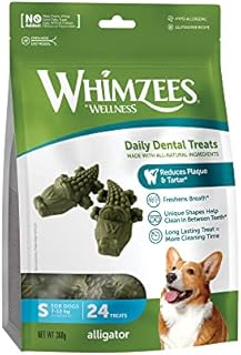 WHIMZEES Alligator, Natural and Grain Free Dog Dental Sticks, Dog Chews for Small Breeds, 24 Pieces, Size S