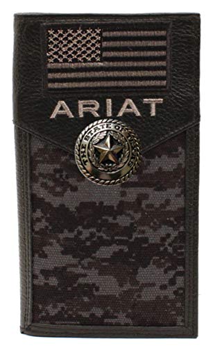 Custom Texas Silver Seal And American Flag Ariat Black Digital Camo Long Wallet #TOP23