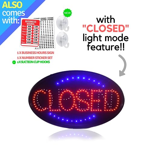 Closed Open Led Sign, Jumbo 23" X 14" Advertisement Sign Board Electric Powered Display With Ultra Bright Light And A Modern Design, Perfect For Coffee Shop, Bar, Hotel, Restaurant, Drugstore & More #TOP1