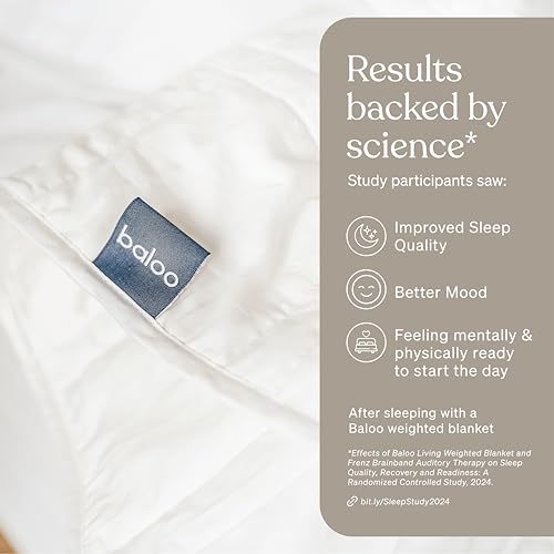 Image of Baloo Weighted Blanket for Adults 15 lb Full /Queen (Pebble White, 60 inchx80 inch) | Cool & 100% Cotton | Machine Washable & Dryer Safe | Glass Microbead Fill