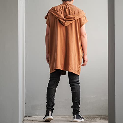 Image of Men's Sleeveless Noragi Hoodie Oversized Kimono Jacket One Size Vest Cardigan Gym Coat (Golden Mustard)