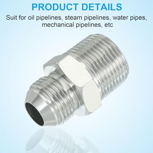 Image of PATIKIL Pipe Adapter Connector 7 /8 inch Male 74 Flare JIC x 3 /4 inch Male R Pipe Fitting Oil Feed Restrictor Fitting Hydraulic Connector for Oil Steam Water Pipelines System