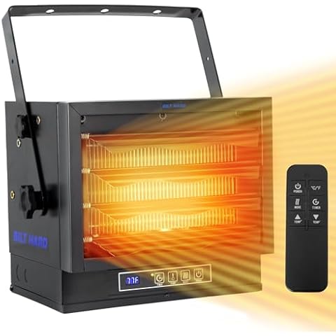 BILT HARD 5000W Electric Garage Heater, 240V Digital Fan-Forced Ceiling Mount Heater with Remote, Hardwired Shop Garage Heater with Thermostat, Overheat Protection, Timer, Ideal for Workshop Cover