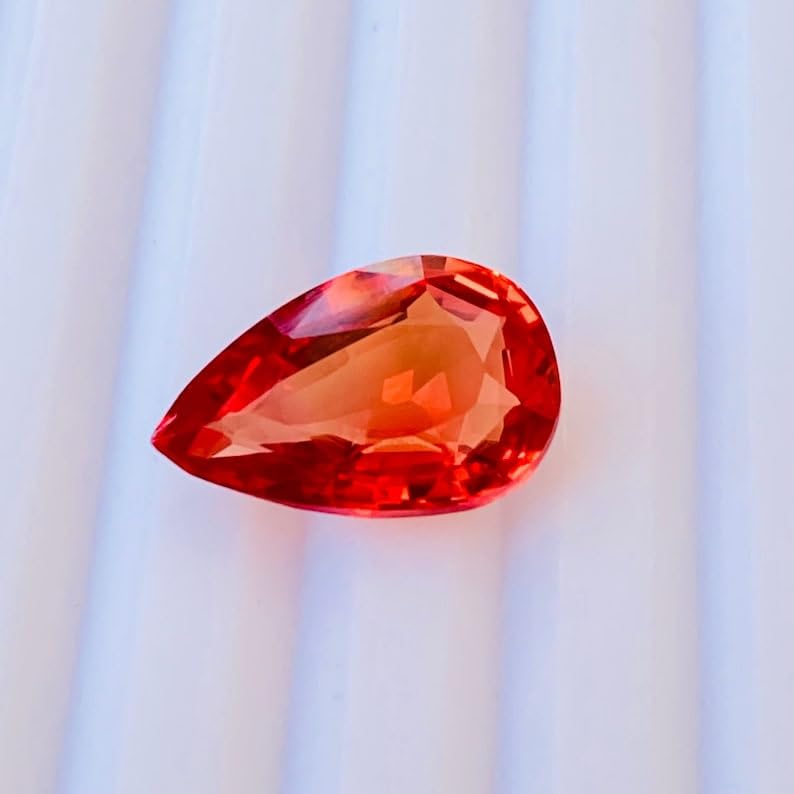 Saphir orange naturel certifié sans défaut de taille pour monter vos pendentifs - 2