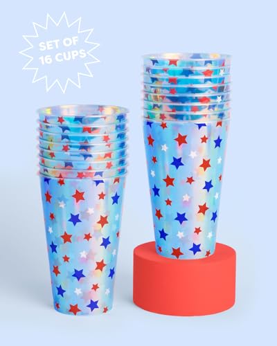 Xofettifourthofjulypartydecorationsiridescentplasticcups16disposable16ozcupsusapartyfavorsamericanflagpartysupplies4thofjulydecorationsredwhiteandbluedecor Urban Country Home Decor Xo fetti fourth of july party decorations iridescent plastic cups 16 disposable 16 oz cups usa party favors american flag party supplies 4th of july decorations red white and blue decor urban country home decor
