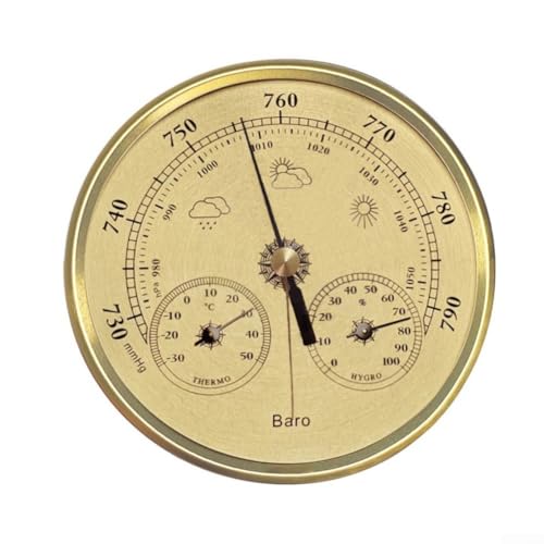 Wetterstation, Thermometer, 130 mm, 3-in-1, Hygrometer, Barometer, Metallrahmen, Barometrisches Manometer für Boot, Innen- und Außenbereich,...
