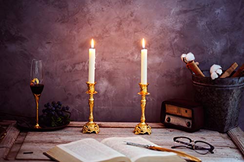 Sziqiqi Gold Candlestick Holders Set Of 2 Taper Candle Holders Deluxe Ornate Candle Holders For Shabbat Taper Candles, Candle Centerpiece, Wedding Candles, Christmas Candle 7.4Inch #TOP5