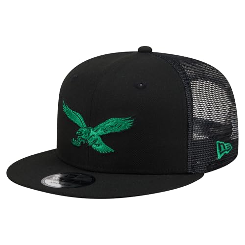 New Era Men's Black Philadelphia Eagles Core Team 9FIFTY Trucker Snapback Hat