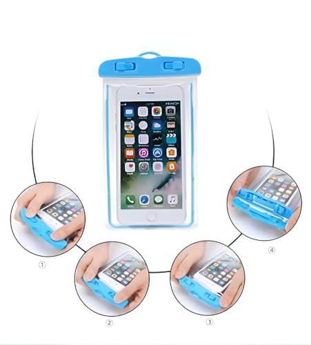 Image of Mobile Waterproof Pouch Universal Size Transparent for All Smart Phones (Blue Yellow Pack 2)