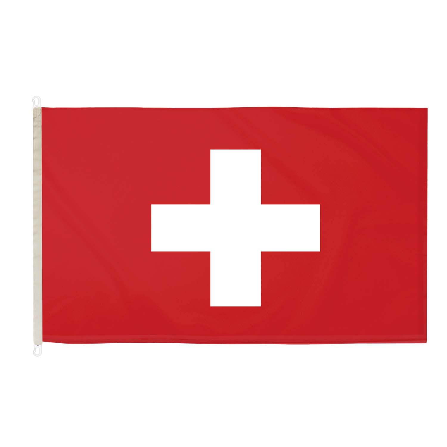 DuraFlag Switzerland 5ft x 3ft with Clips/Hooks - Premium Quality 5x3 Swiss Flags, 5ft x 3ft (150cm x 90cm)