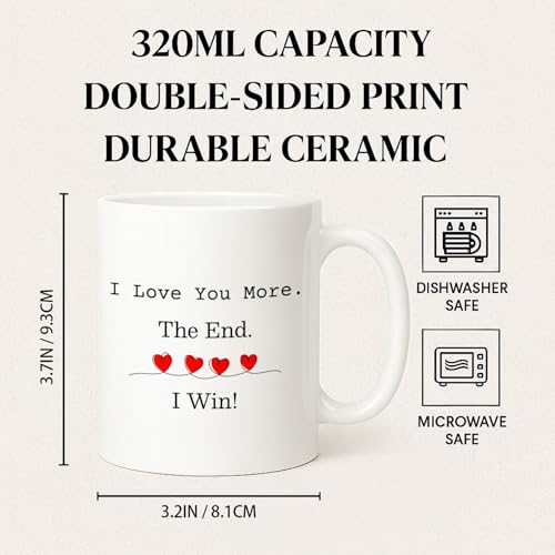 Funny Love Coffee Mug 11oz – “I Love You More The End I Win ”Romantic Ceramic Mug Gift for Girlfriend, Boyfriend, Wife, Husband Birthday, Anniversary, Valentine’s Day Gift - Image 2