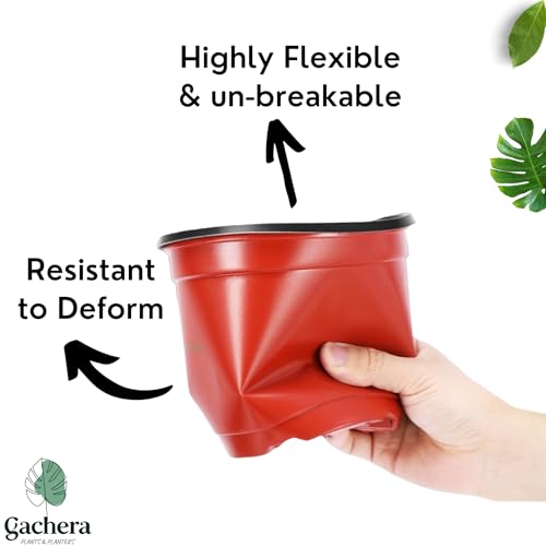 Image of Thermoformed Plastic Flower Pots, Durable, Flexible, Unbreakable, Multiple Drainage Holes, Best for Indoor Plants, Terrace Garden, Nursery (Pack of 40, 4 Inch)
