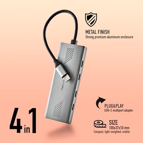 Hub USB-C 4 en 1 adaptador multipuerto para PC Mac tablet con 4 puertos USB 3.0 NGS 3