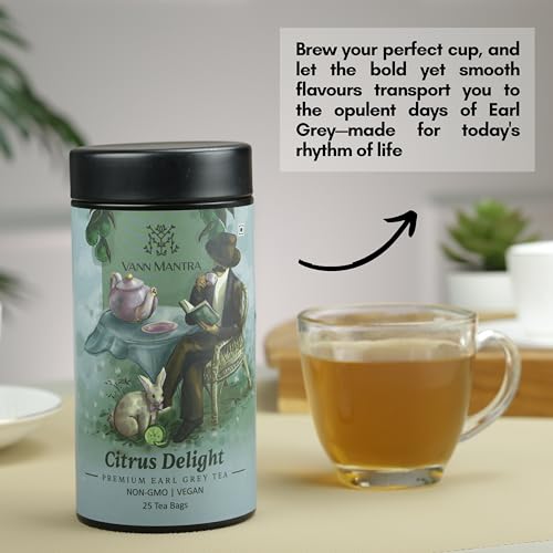 Vann Mantra Earl Grey Tea Citrus Delight, 25 Count Premium Assam Black Tea Bags With Bergamot Twist thumb #2