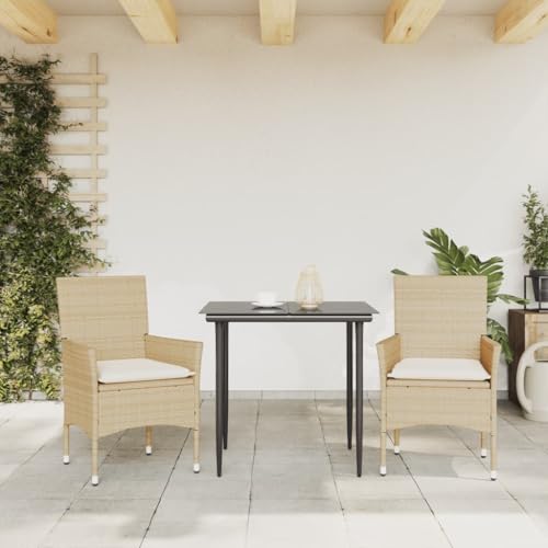 Chaises de jardin confortables avec coussins en résine beige x2 - 5