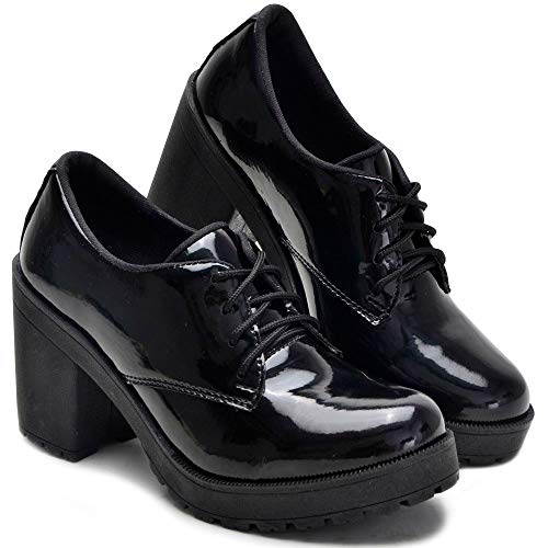 Sapato Oxford Feminino Casual Social Com Cadarço Sapatofranca Branco E Preto