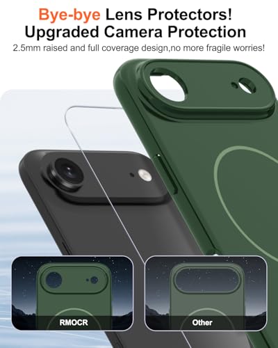 Image of Magnetic for iPhone Air Case,Shockproof Matte Cover,Dark Green | with Screen Protector,Compatible with MagSafe,Military Grade Drop Protection,Full Camera Protection,Non-Slip Design Case